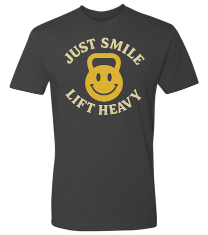 Just Smile and Lift Heavy T-Shirt | Motivational Gym & Weightlifting Apparel Kettle Bell - Discipline Over Motivation 24/7