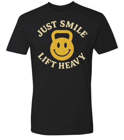 Just Smile and Lift Heavy T-Shirt | Motivational Gym & Weightlifting Apparel Kettle Bell - Discipline Over Motivation 24/7