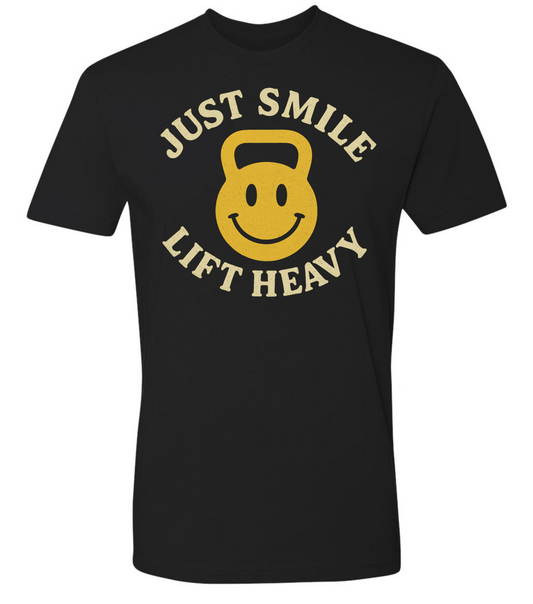 Just Smile and Lift Heavy T-Shirt | Motivational Gym & Weightlifting Apparel Kettle Bell - Discipline Over Motivation 24/7
