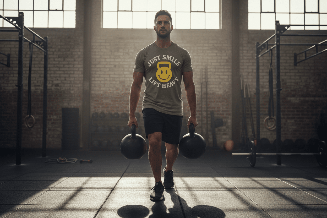 Just Smile Kettle Bell Tee - Discipline Over Motivation 24/7