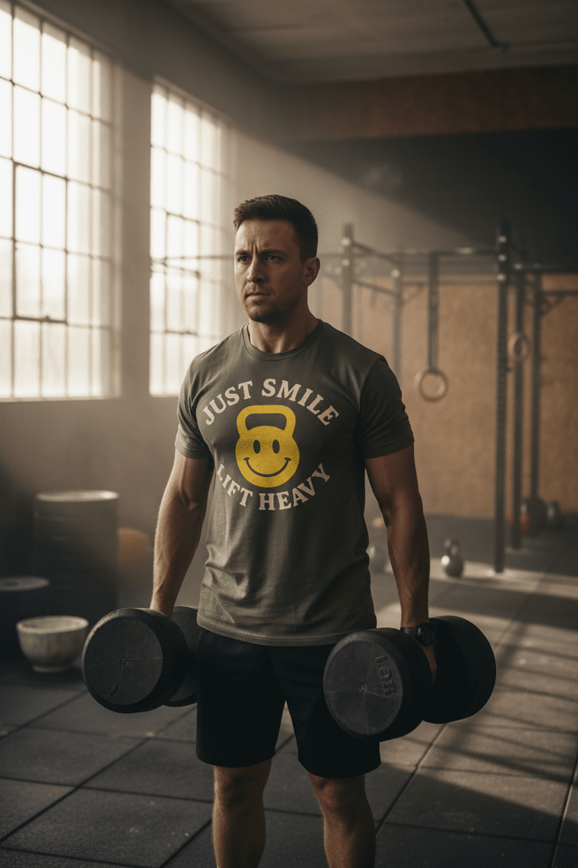 Just Smile Kettle Bell Tee - Discipline Over Motivation 24/7