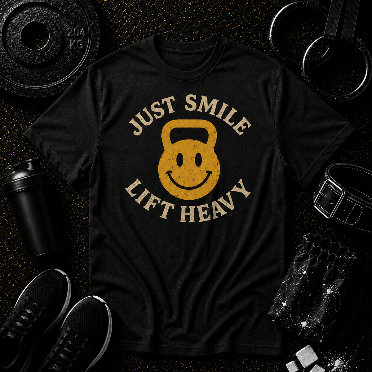 KETTLE BELL JUST SMILE AND LIFT HEAVY - Discipline Over Motivation 24/7