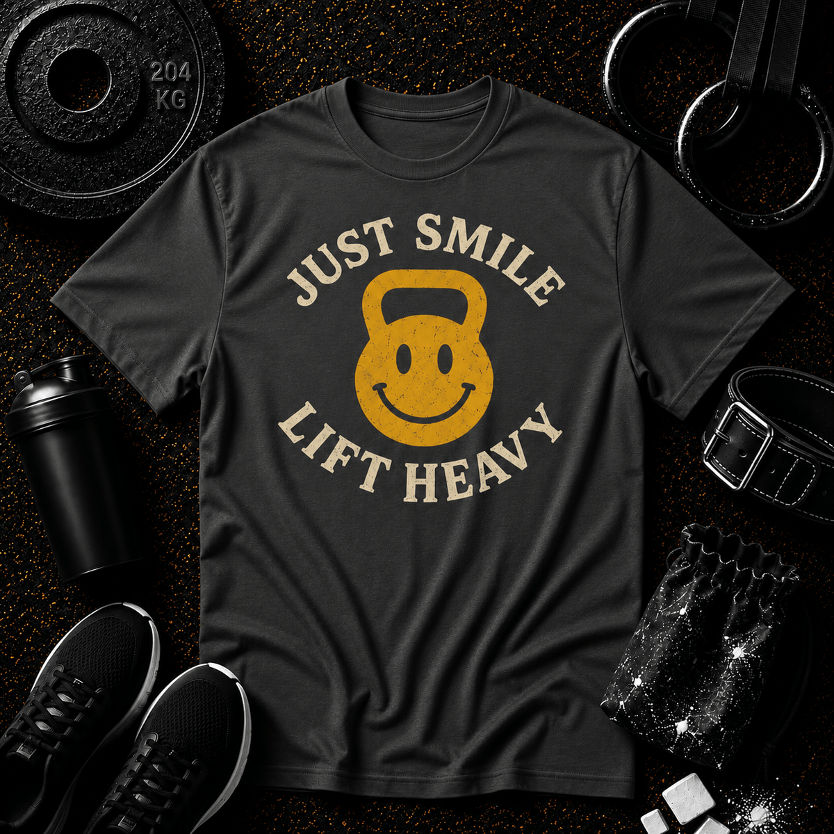 KETTLE BELL JUST SMILE AND LIFT HEAVY - Discipline Over Motivation 24/7