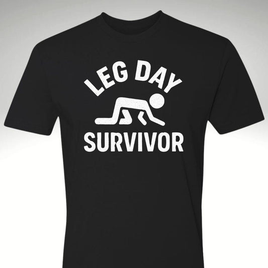 Leg Day Survivor | Motivational Gym & Workout Apparel for Men & Women White Print - Discipline Over Motivation 24/7