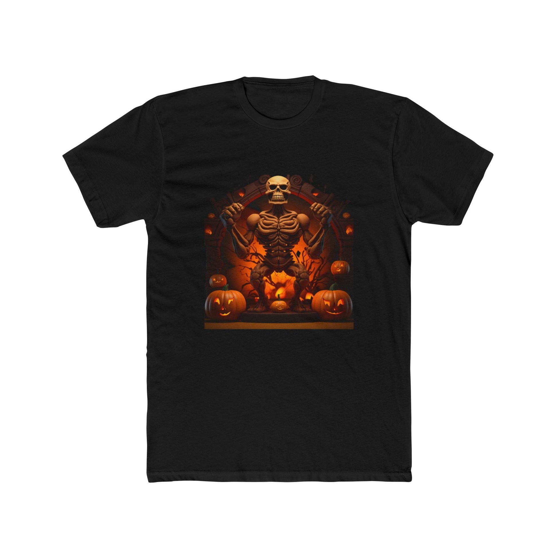 Men's Halloween Skeleton Muscle Flex T Shirt Jack O Lantern Glow - Discipline Over Motivation 24/7