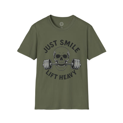 Minimalist Just Smile and Lift Heavy Pump Cover Up T-Shirt | Motivational Gym & Weightlifting Apparel - Discipline Over Motivation 24/7