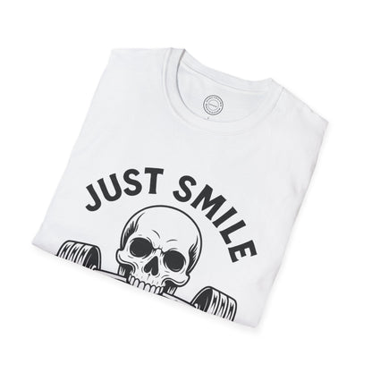Minimalist Just Smile and Lift Heavy Pump Cover Up T-Shirt | Motivational Gym & Weightlifting Apparel - Discipline Over Motivation 24/7