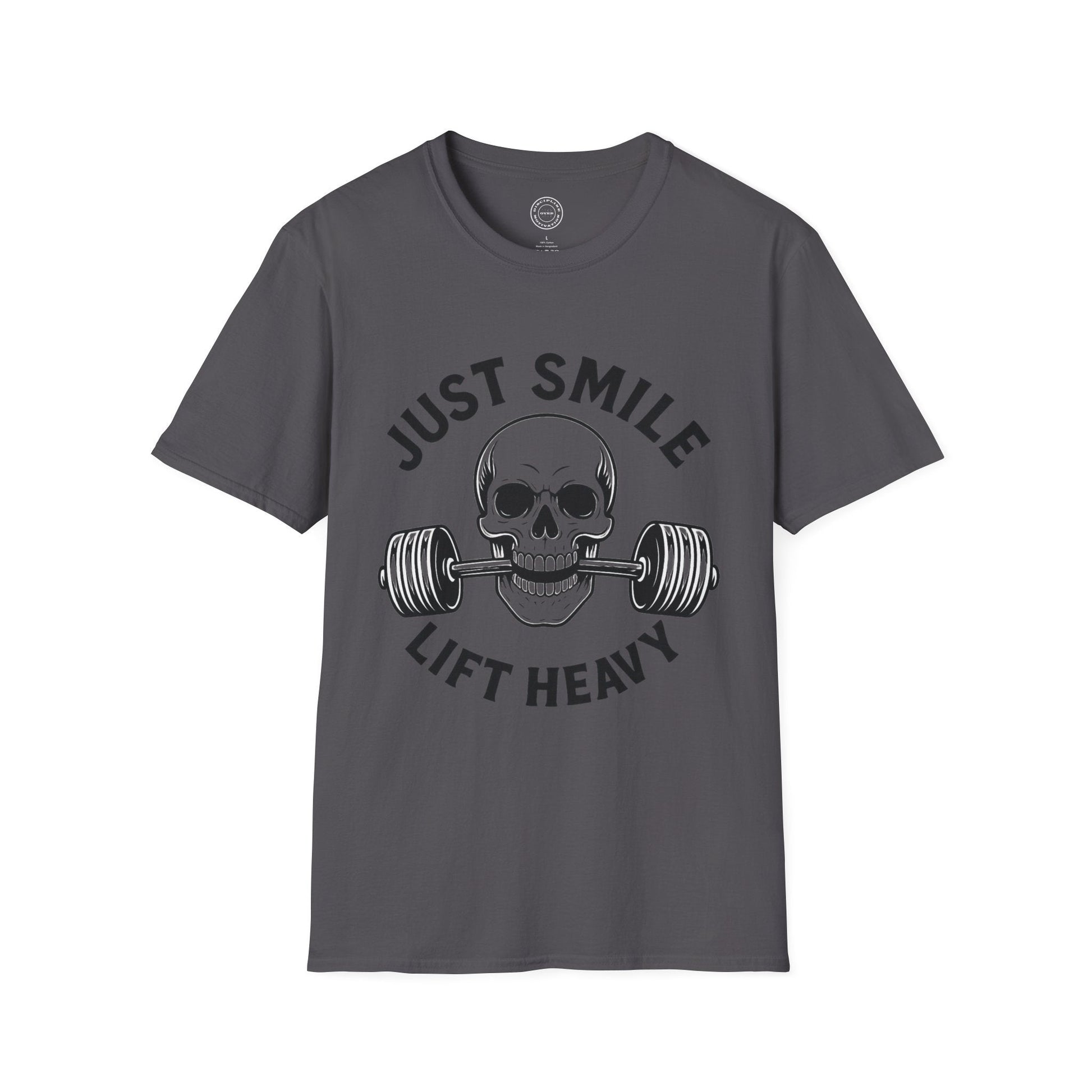 Minimalist Just Smile and Lift Heavy Pump Cover Up T-Shirt | Motivational Gym & Weightlifting Apparel - Discipline Over Motivation 24/7