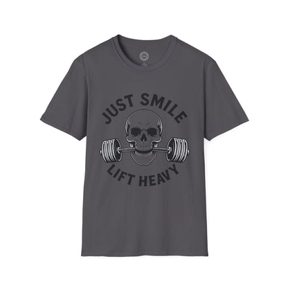 Minimalist Just Smile and Lift Heavy Pump Cover Up T-Shirt | Motivational Gym & Weightlifting Apparel - Discipline Over Motivation 24/7