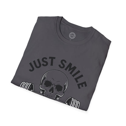 Minimalist Just Smile and Lift Heavy Pump Cover Up T-Shirt | Motivational Gym & Weightlifting Apparel - Discipline Over Motivation 24/7