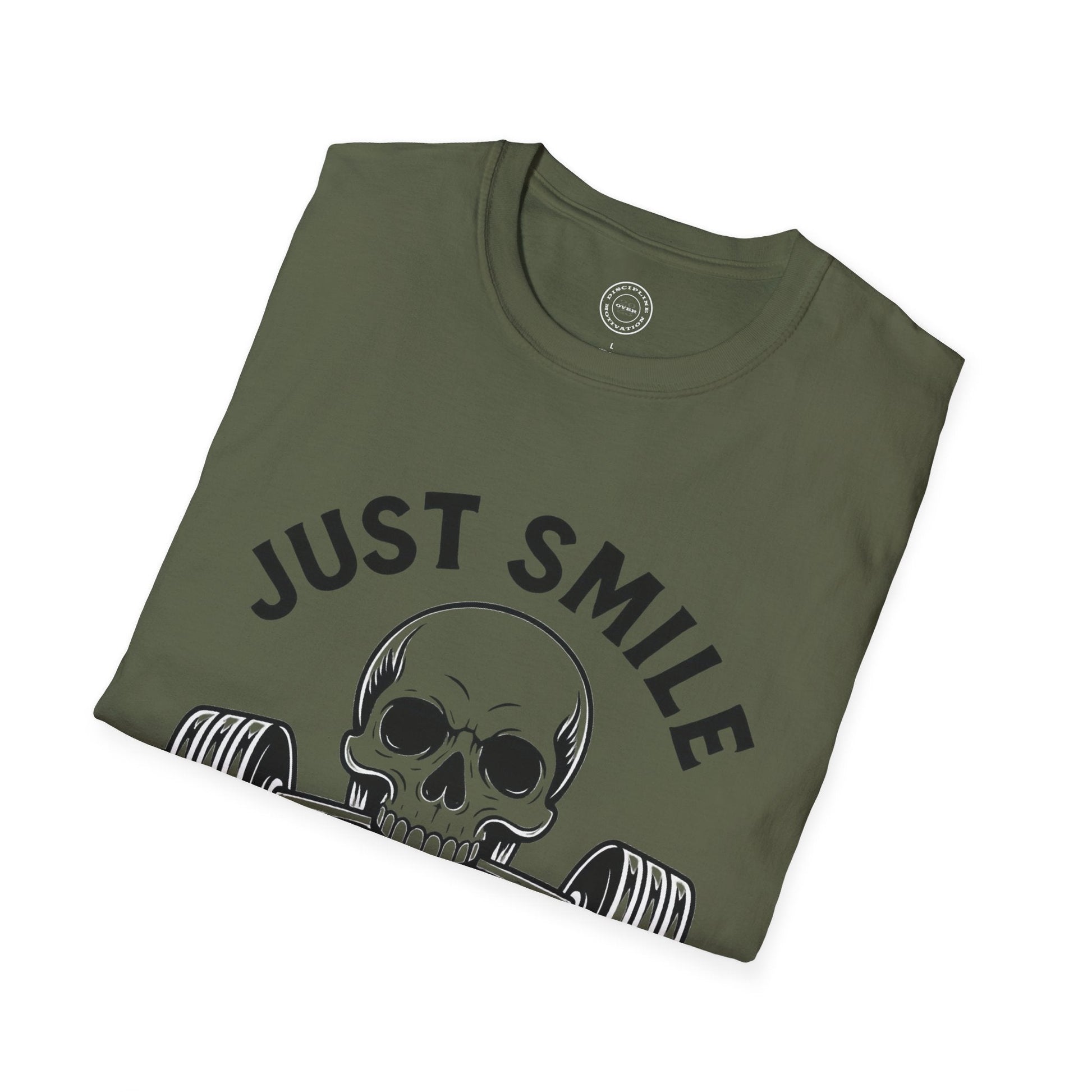 Minimalist Just Smile and Lift Heavy Pump Cover Up T-Shirt | Motivational Gym & Weightlifting Apparel - Discipline Over Motivation 24/7