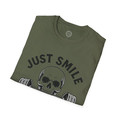 Minimalist Just Smile and Lift Heavy Pump Cover Up T-Shirt | Motivational Gym & Weightlifting Apparel - Discipline Over Motivation 24/7