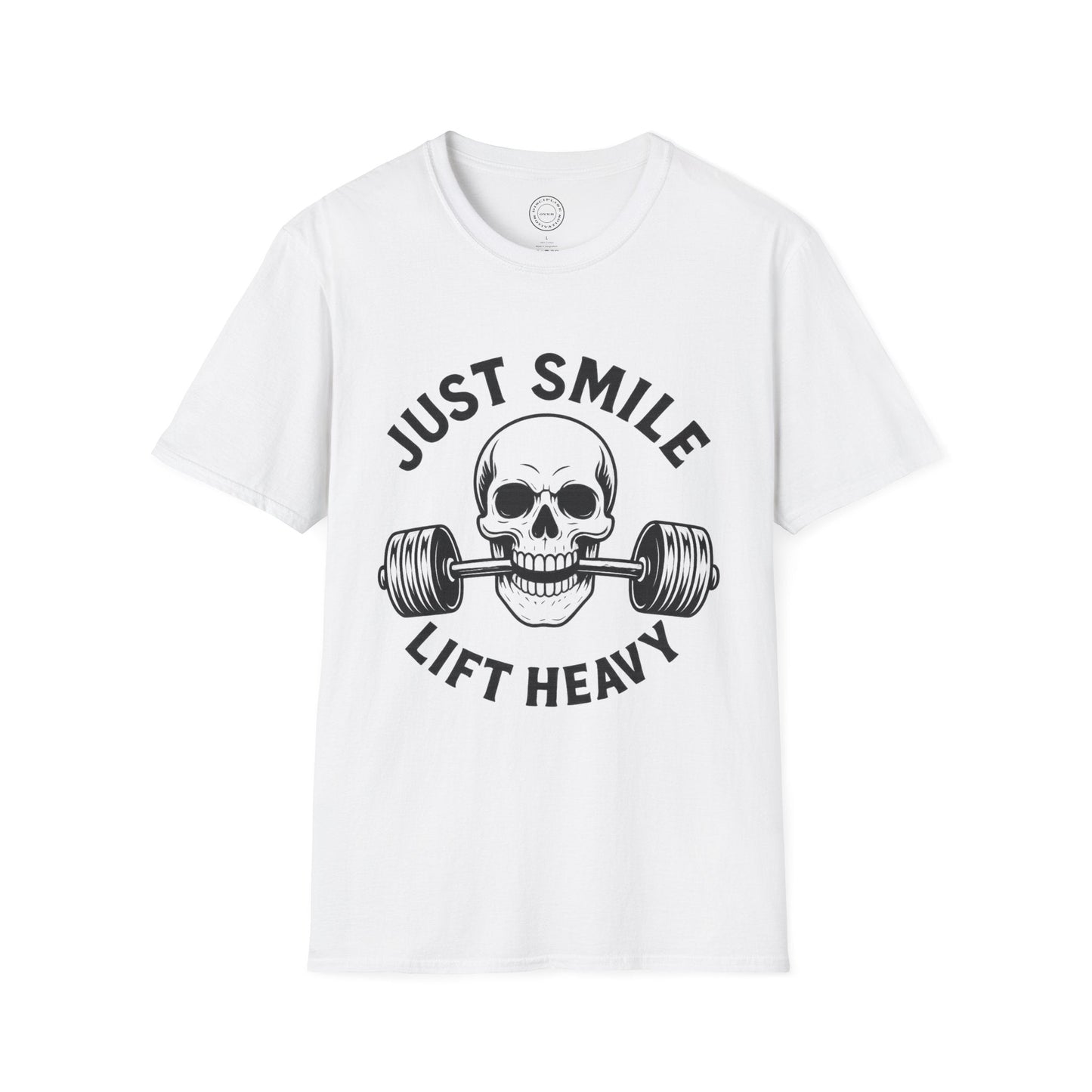 Minimalist Just Smile and Lift Heavy Pump Cover Up T-Shirt | Motivational Gym & Weightlifting Apparel - Discipline Over Motivation 24/7