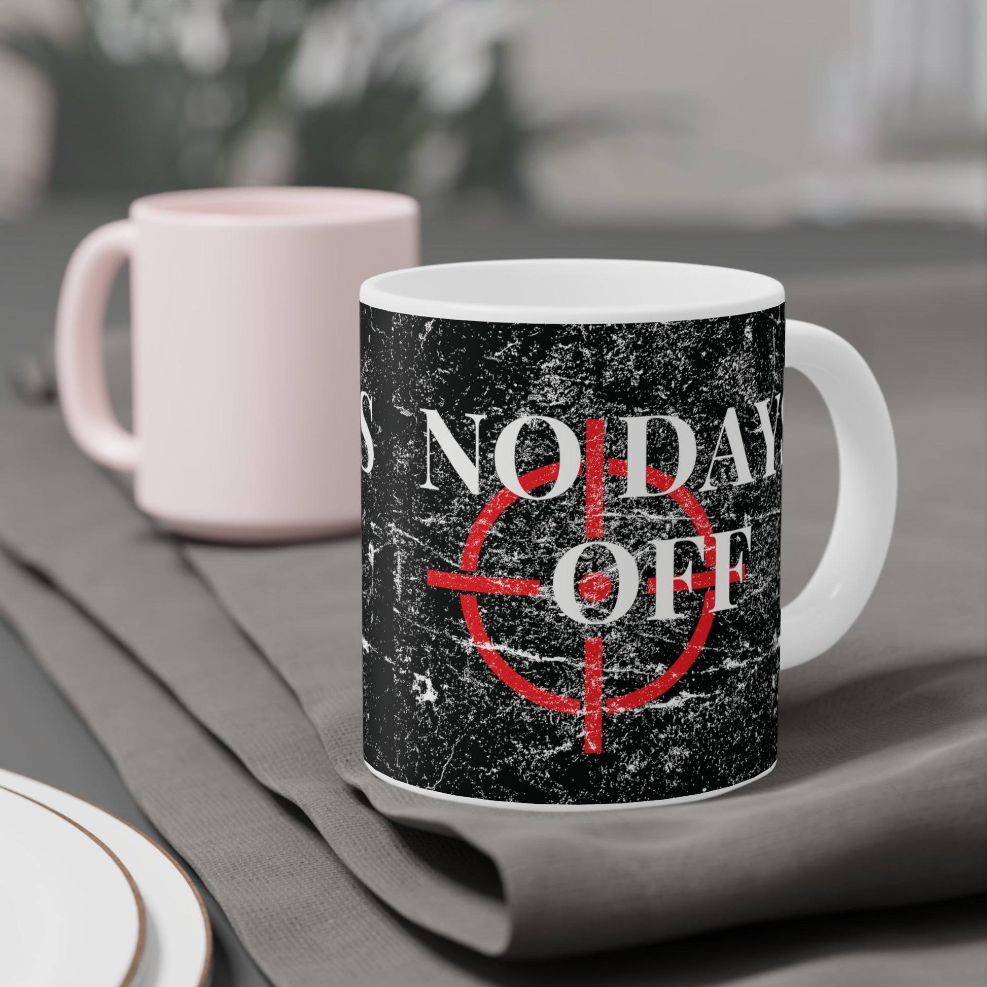 No Days Off Distressed Black Mug - Discipline Over Motivation 247