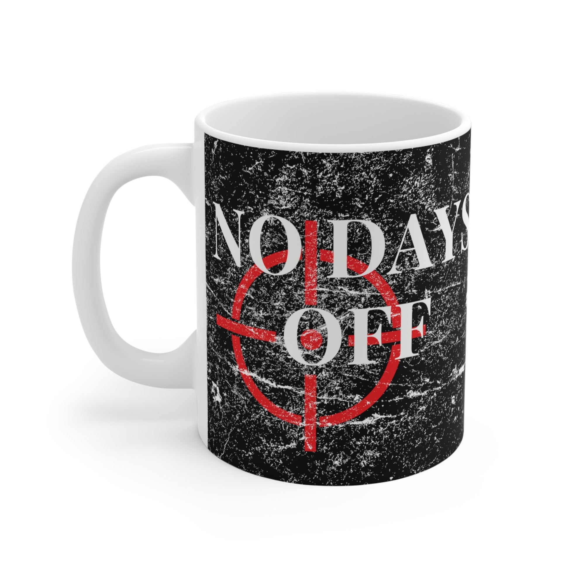 No Days Off Distressed Black Mug - Discipline Over Motivation 247