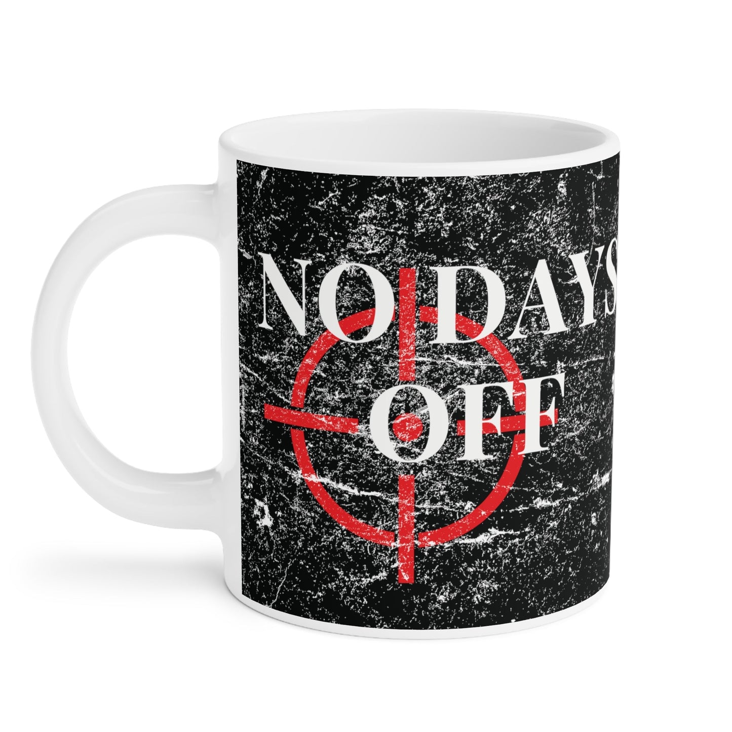 No Days Off Distressed Black Mug - Discipline Over Motivation 247