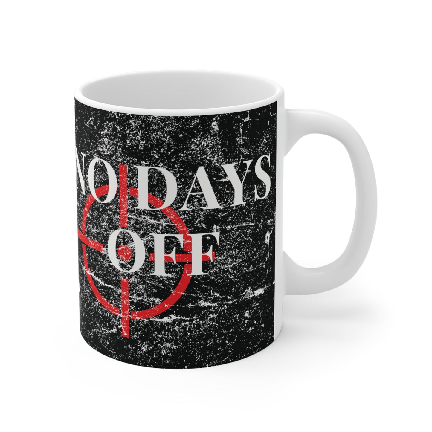 No Days Off Distressed Black Mug - Discipline Over Motivation 247