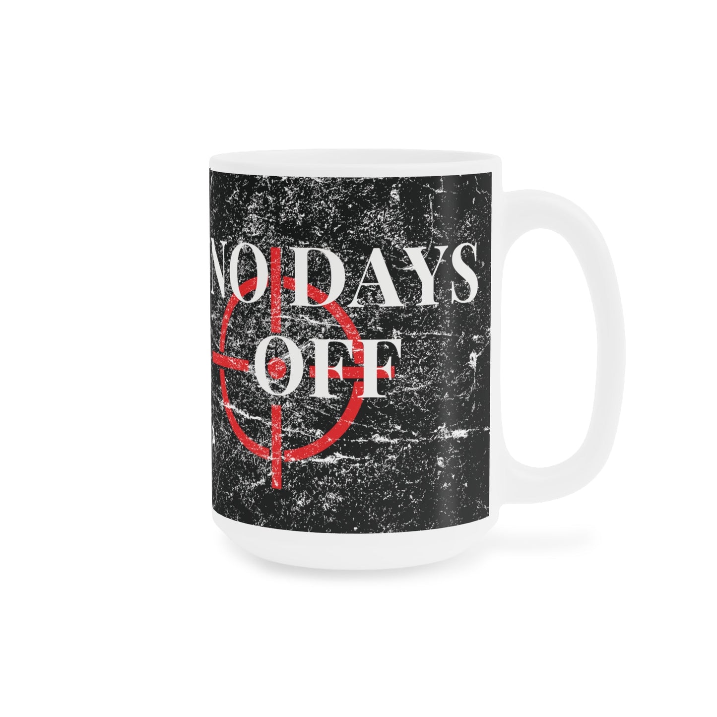 No Days Off Distressed Black Mug - Discipline Over Motivation 247