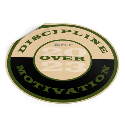 OD Green & Desert Tan 'Discipline' Round Vinyl Sticker — Tactical Motivation Decal - Discipline Over Motivation 24/7