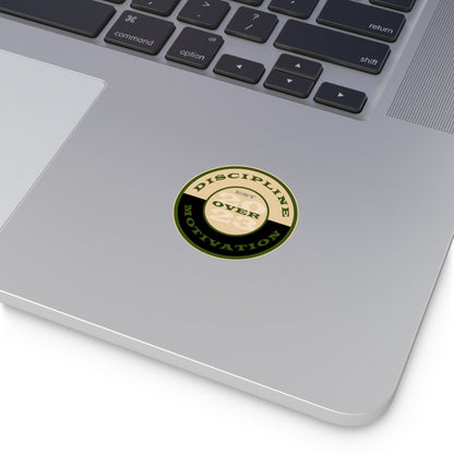 OD Green & Desert Tan 'Discipline' Round Vinyl Sticker — Tactical Motivation Decal - Discipline Over Motivation 24/7