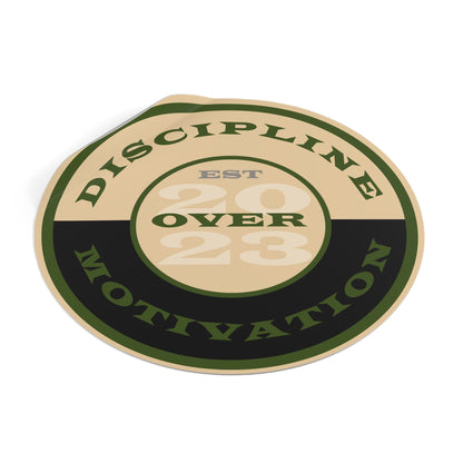 OD Green & Desert Tan 'Discipline' Round Vinyl Sticker — Tactical Motivation Decal - Discipline Over Motivation 24/7
