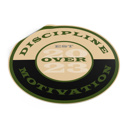 OD Green & Desert Tan 'Discipline' Round Vinyl Sticker — Tactical Motivation Decal - Discipline Over Motivation 24/7
