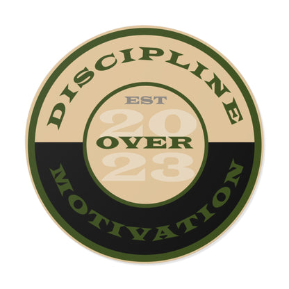 OD Green & Desert Tan 'Discipline' Round Vinyl Sticker — Tactical Motivation Decal - Discipline Over Motivation 24/7