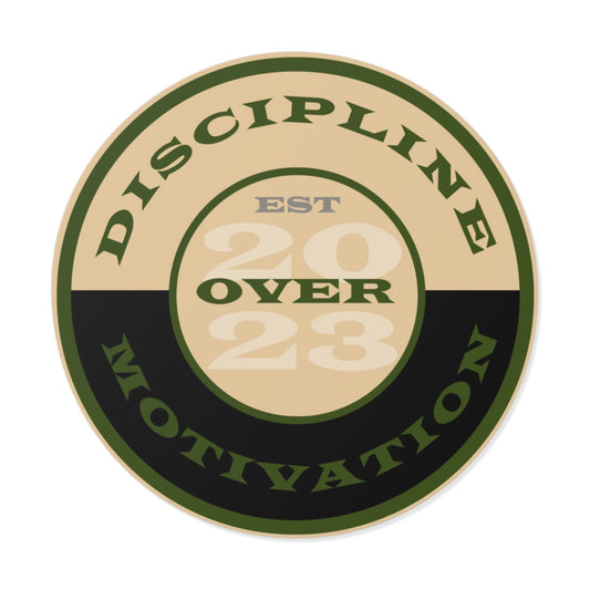 OD Green & Desert Tan 'Discipline' Round Vinyl Sticker — Tactical Motivation Decal - Discipline Over Motivation 24/7