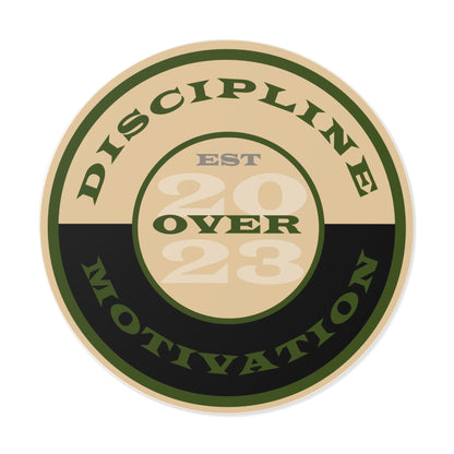OD Green & Desert Tan 'Discipline' Round Vinyl Sticker — Tactical Motivation Decal - Discipline Over Motivation 24/7
