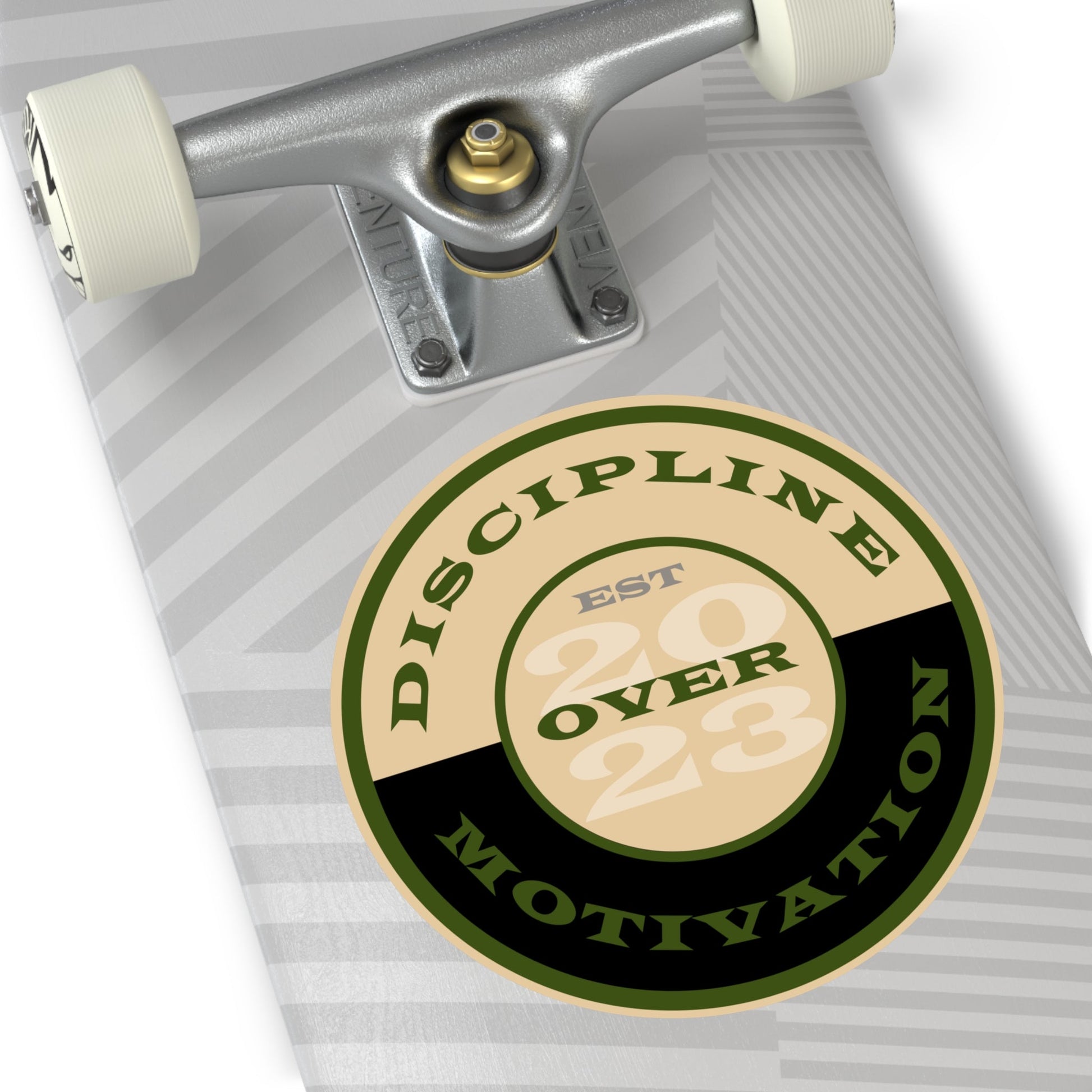 OD Green & Desert Tan 'Discipline' Round Vinyl Sticker — Tactical Motivation Decal - Discipline Over Motivation 24/7