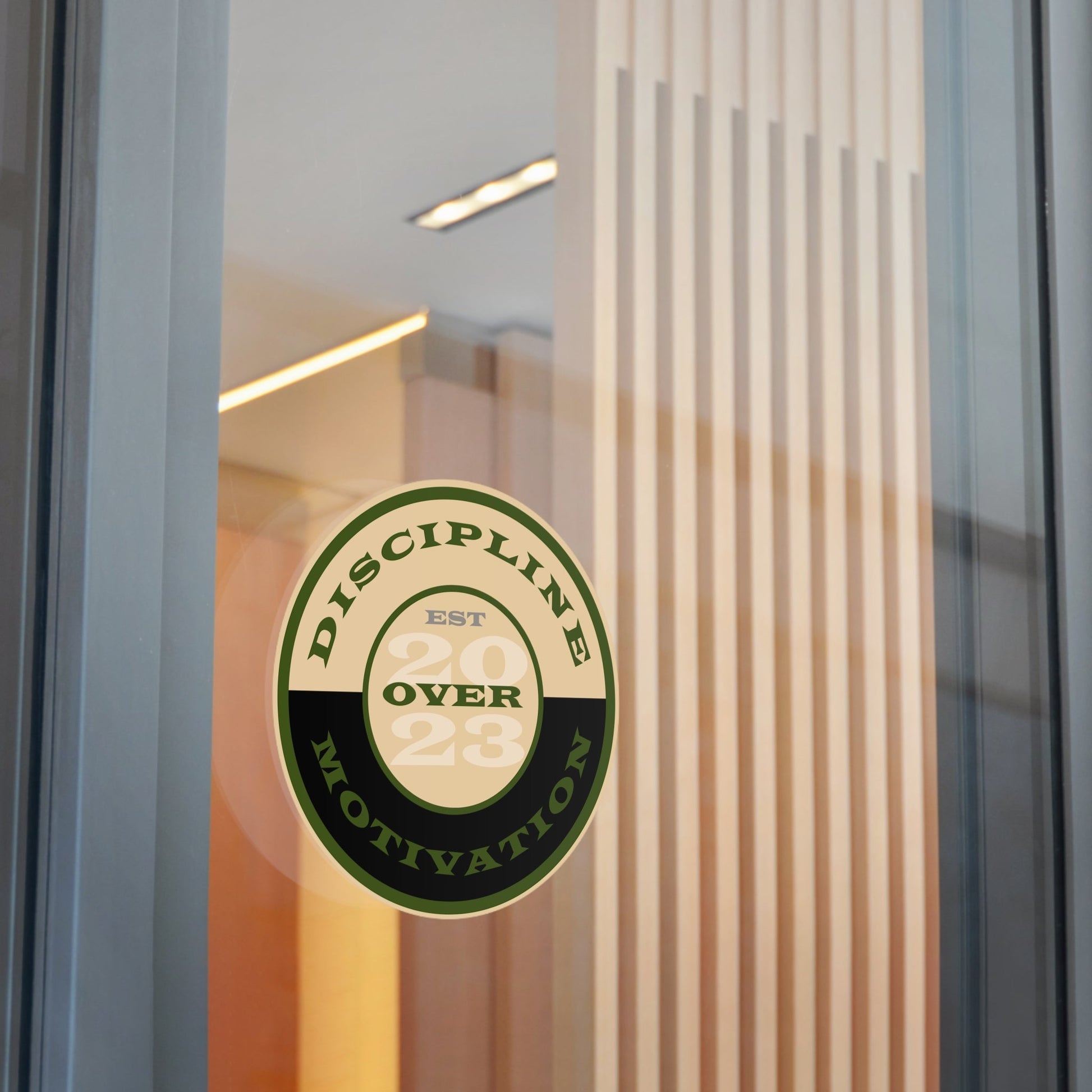 OD Green & Desert Tan 'Discipline' Round Vinyl Sticker — Tactical Motivation Decal - Discipline Over Motivation 24/7