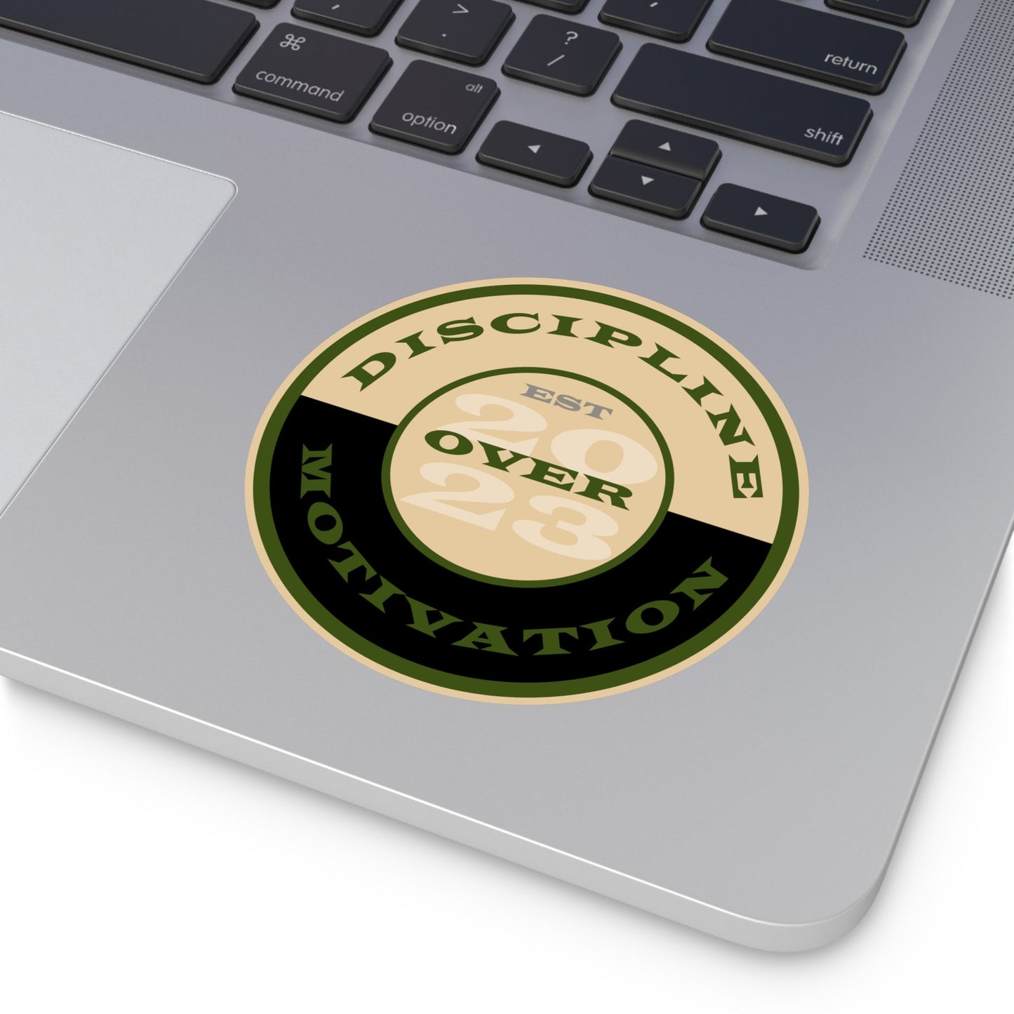 OD Green & Desert Tan 'Discipline' Round Vinyl Sticker — Tactical Motivation Decal - Discipline Over Motivation 24/7