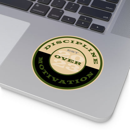 OD Green & Desert Tan 'Discipline' Round Vinyl Sticker — Tactical Motivation Decal - Discipline Over Motivation 24/7