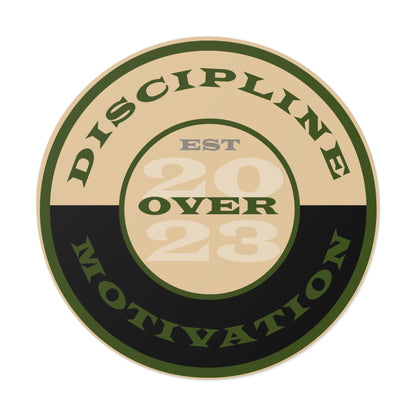 OD Green & Desert Tan 'Discipline' Round Vinyl Sticker — Tactical Motivation Decal - Discipline Over Motivation 24/7