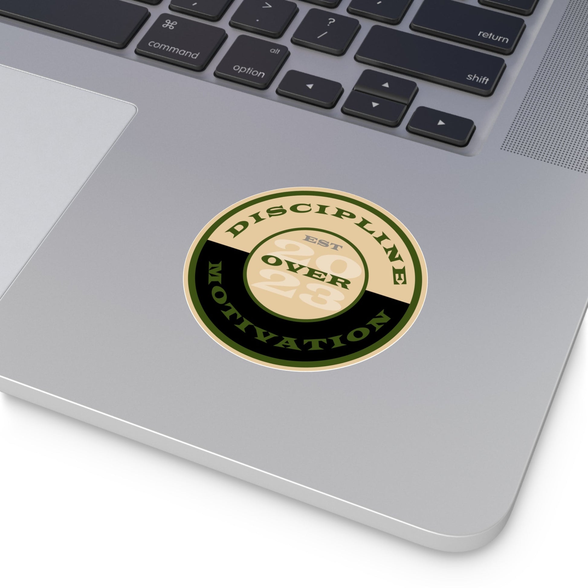 OD Green & Desert Tan 'Discipline' Round Vinyl Sticker — Tactical Motivation Decal - Discipline Over Motivation 24/7