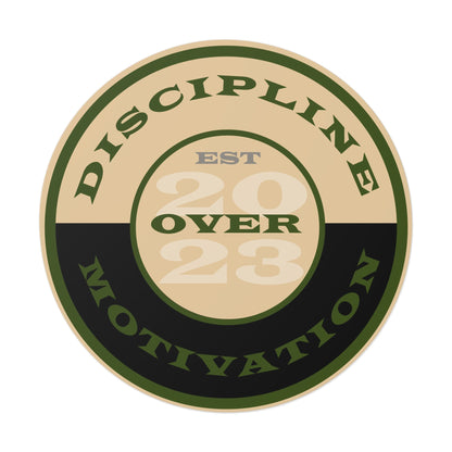 OD Green & Desert Tan 'Discipline' Round Vinyl Sticker — Tactical Motivation Decal - Discipline Over Motivation 24/7