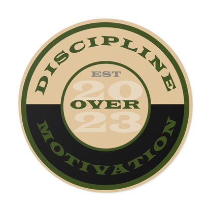 OD Green & Desert Tan 'Discipline' Round Vinyl Sticker — Tactical Motivation Decal - Discipline Over Motivation 24/7