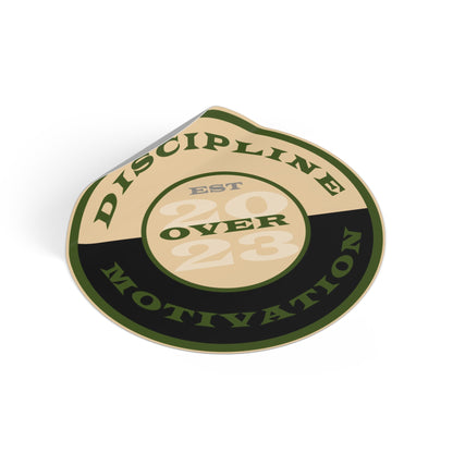 OD Green & Desert Tan 'Discipline' Round Vinyl Sticker — Tactical Motivation Decal - Discipline Over Motivation 24/7