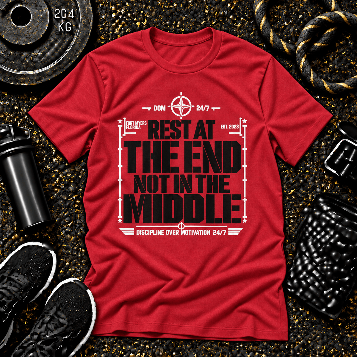 Rest at the End. Not in the Middle.™ Tee - Discipline Over Motivation 24/7