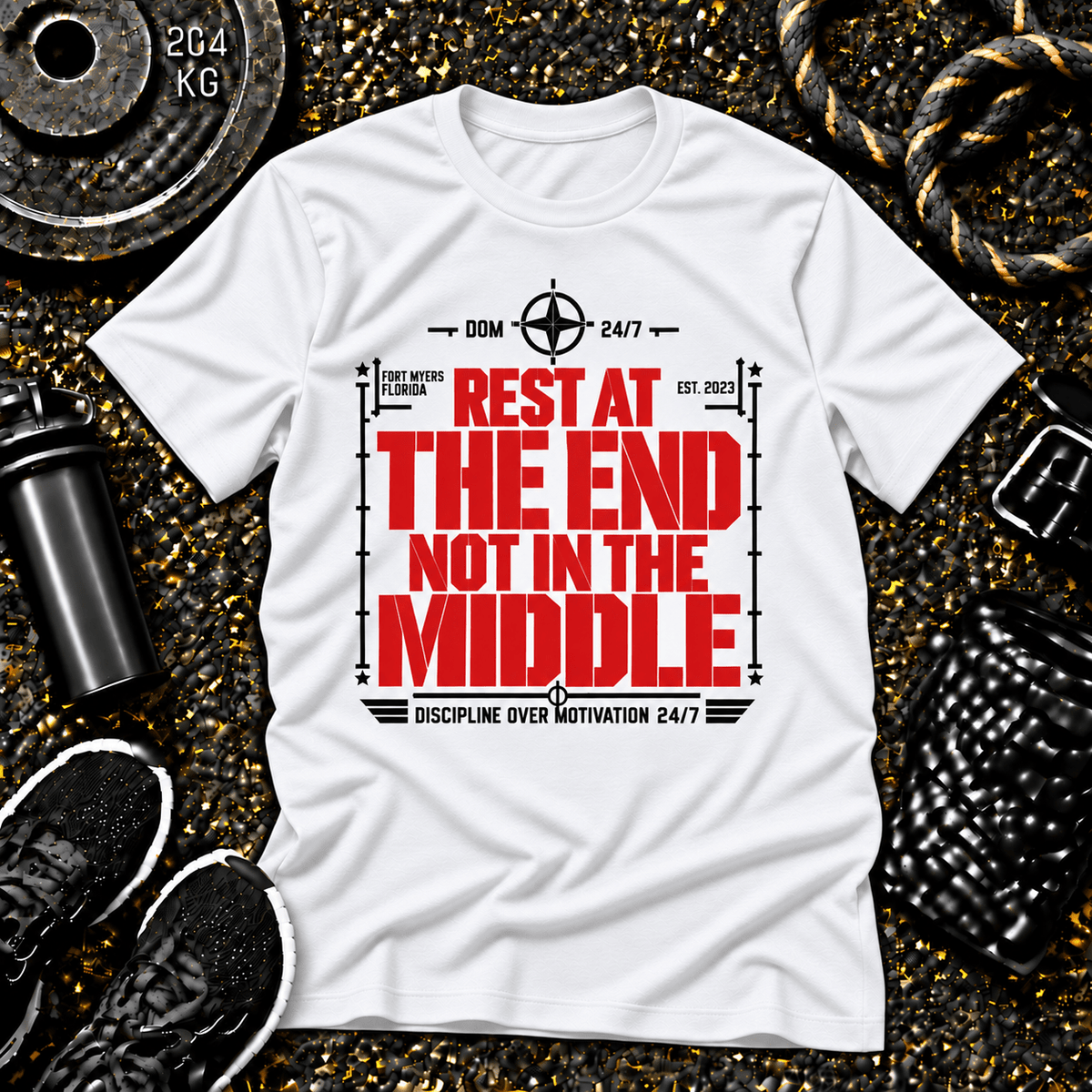 Rest at the End. Not in the Middle.™ Tee - Discipline Over Motivation 24/7