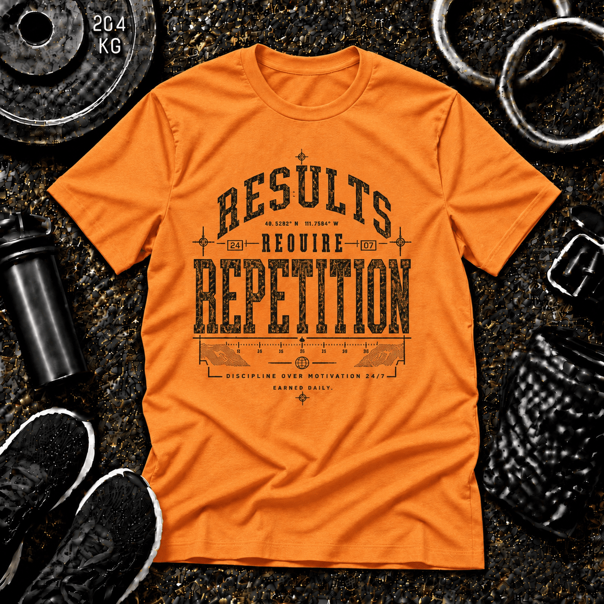Results Require Repetition™ Tee - Discipline Over Motivation 24/7