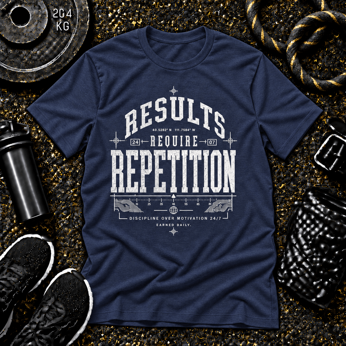 Results Require Repetition™ Tee - Discipline Over Motivation 24/7