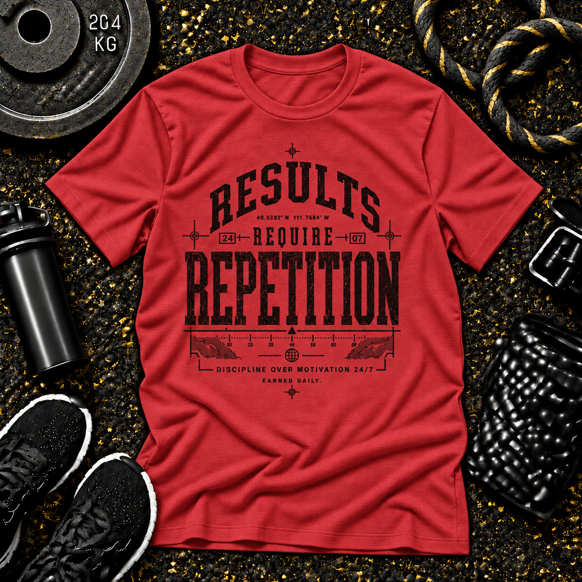 Results Require Repetition™ Tee - Discipline Over Motivation 24/7