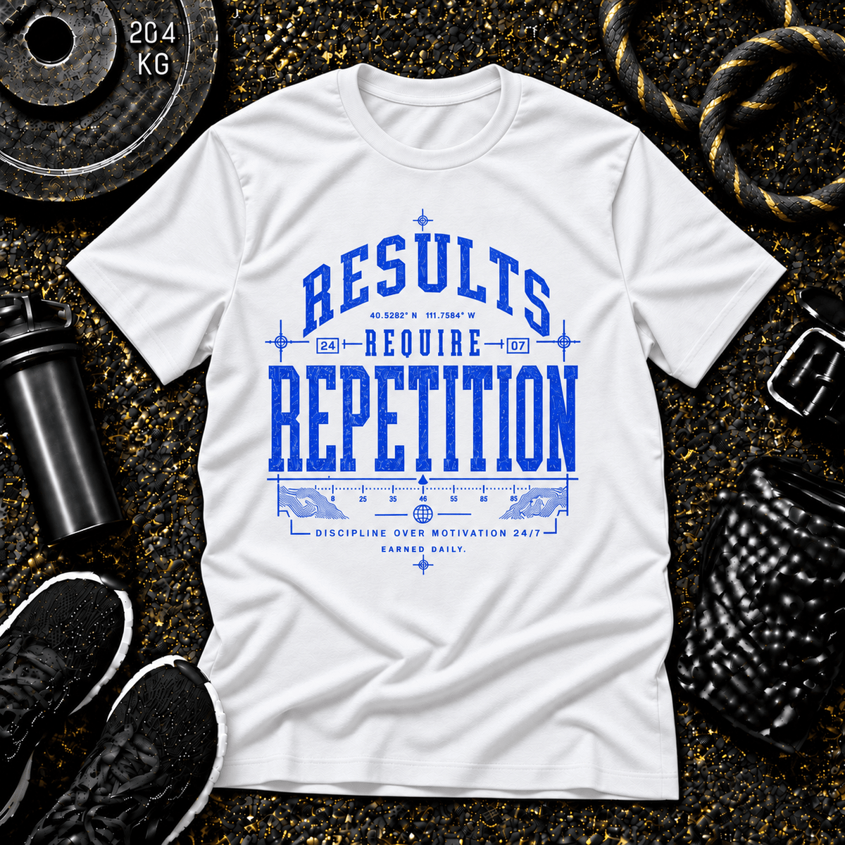 Results Require Repetition™ Tee - Discipline Over Motivation 24/7