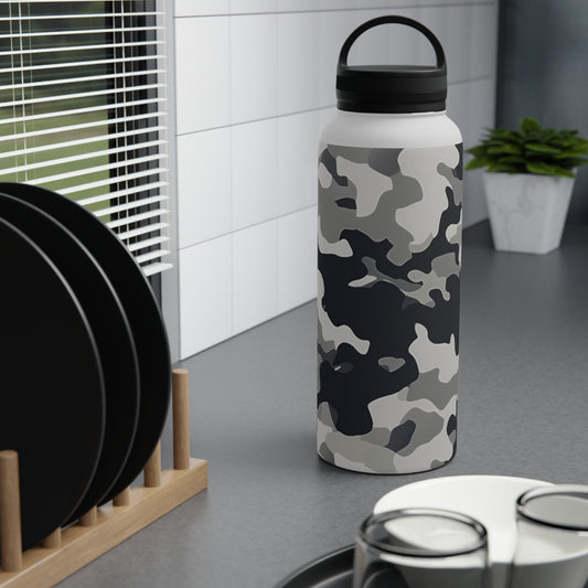 Snow Camouflage Stainless Steel Water Bottle - Discipline Over Motivation 24/7