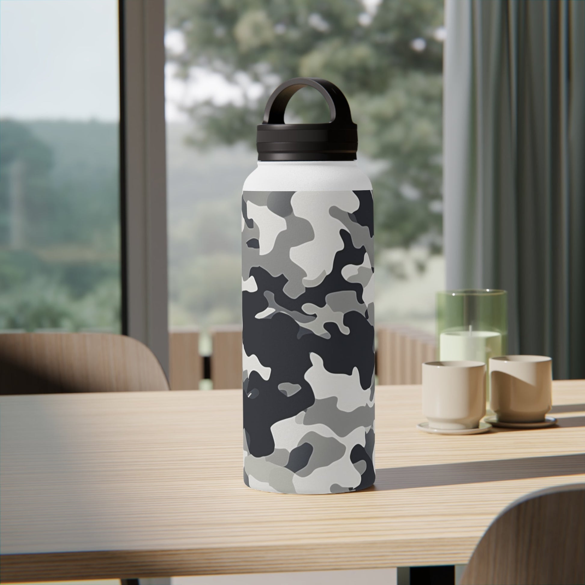 Snow Camouflage Stainless Steel Water Bottle - Discipline Over Motivation 24/7
