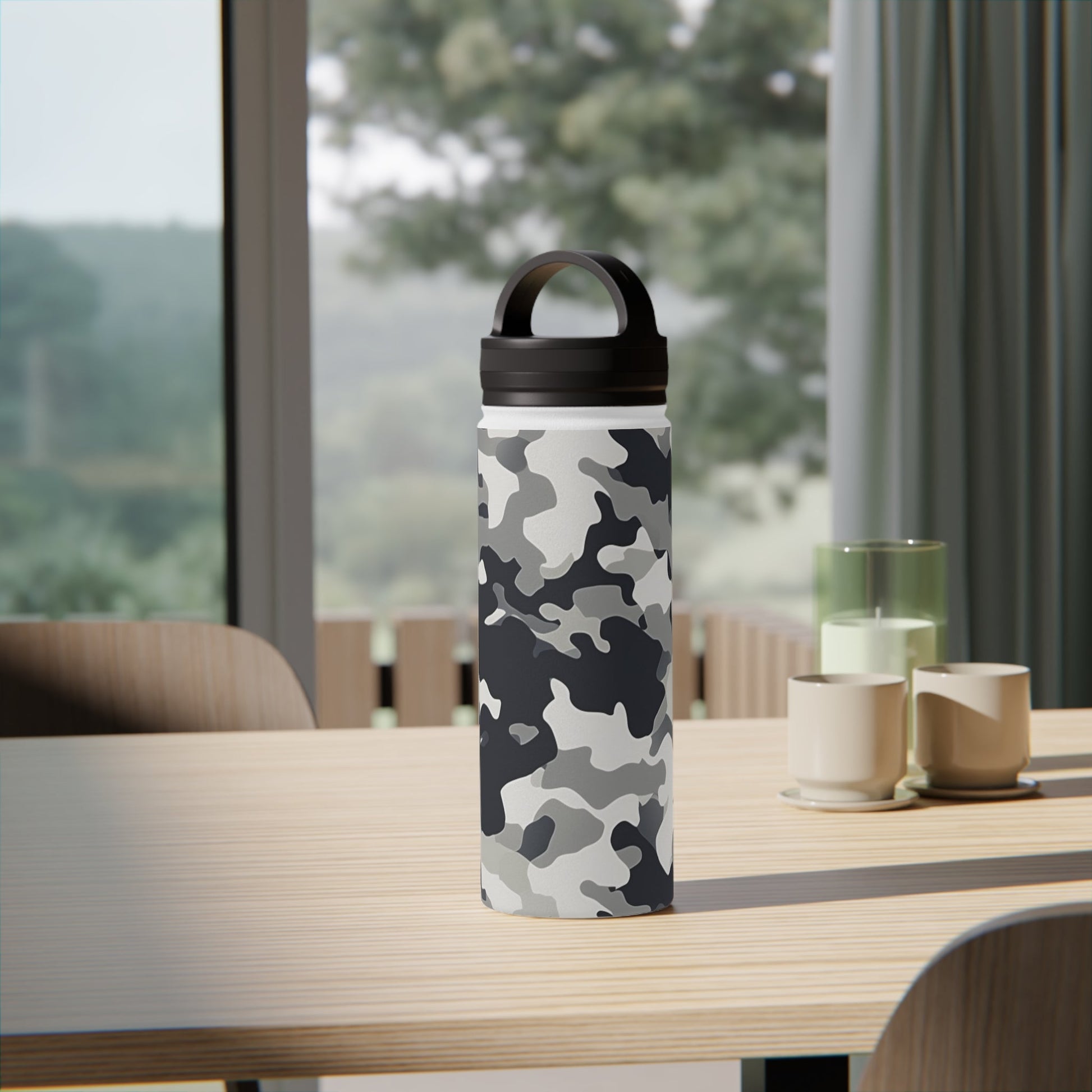 Snow Camouflage Stainless Steel Water Bottle - Discipline Over Motivation 24/7