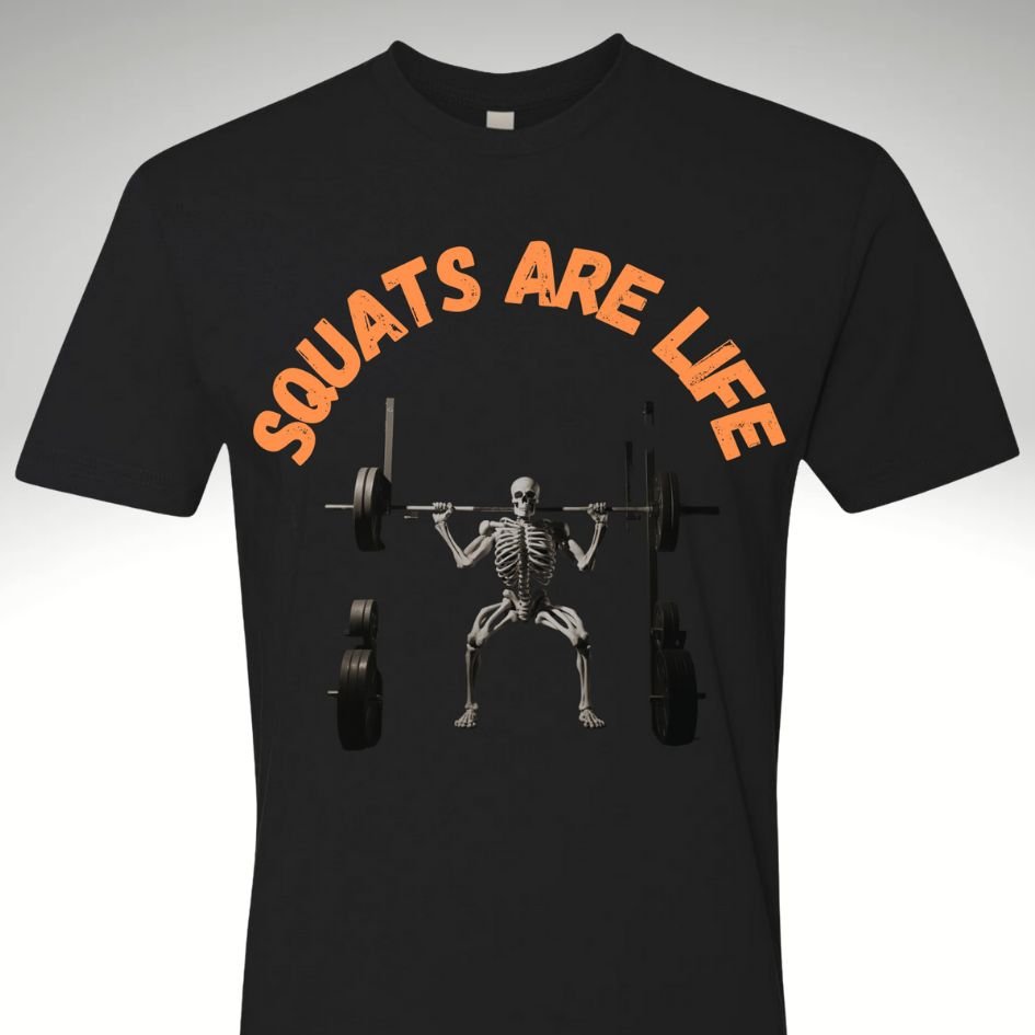Squats Are Life Jacked Men's Halloween Skeleton Muscle Flex T Shirt Jack O Lantern Glow - Discipline Over Motivation 24/7