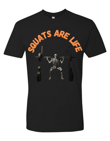 Squats Are Life Jacked Men's Halloween Skeleton Muscle Flex T Shirt Jack O Lantern Glow - Discipline Over Motivation 24/7