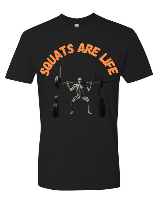 Squats Are Life Jacked Men's Halloween Skeleton Muscle Flex T Shirt Jack O Lantern Glow - Discipline Over Motivation 24/7